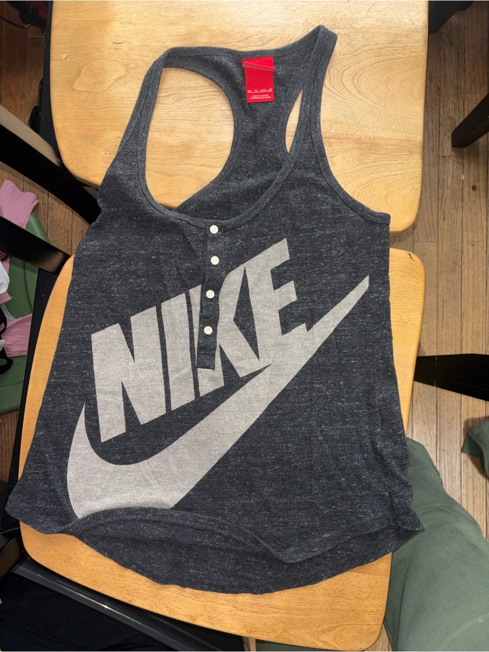 Nike Women’s Charcoal Gray Logo Racerback Tank Top